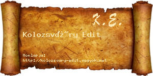 Kolozsváry Edit névjegykártya