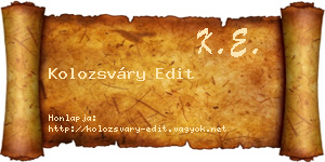 Kolozsváry Edit névjegykártya